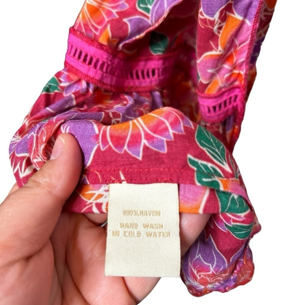 Paloma Blue Bowie CREPE DE CHINE Kimono Wrap Maxi Colorful Floral Dress Size XS - Picture 16 of 16